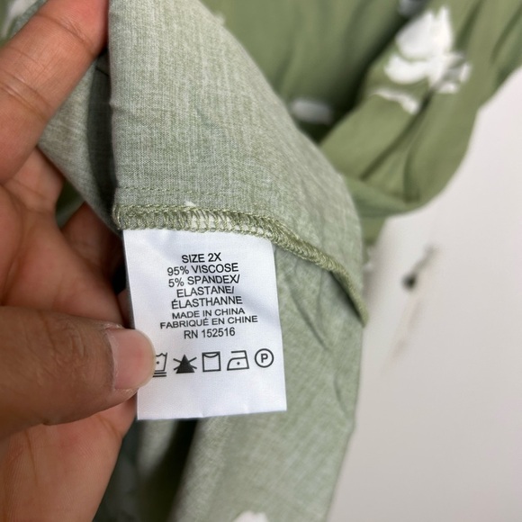 Prescott New York Top Blouse plus Size 2X green Floral Lightweight Comfortable - Picture 11 of 12